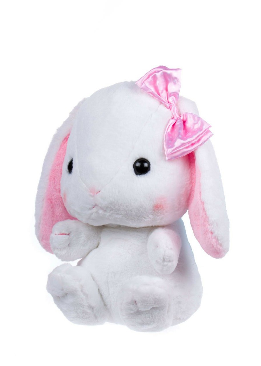 Plush Amuse | Amuse Shiroppi Bunny Plush With Pink Bow - Hilarybrad